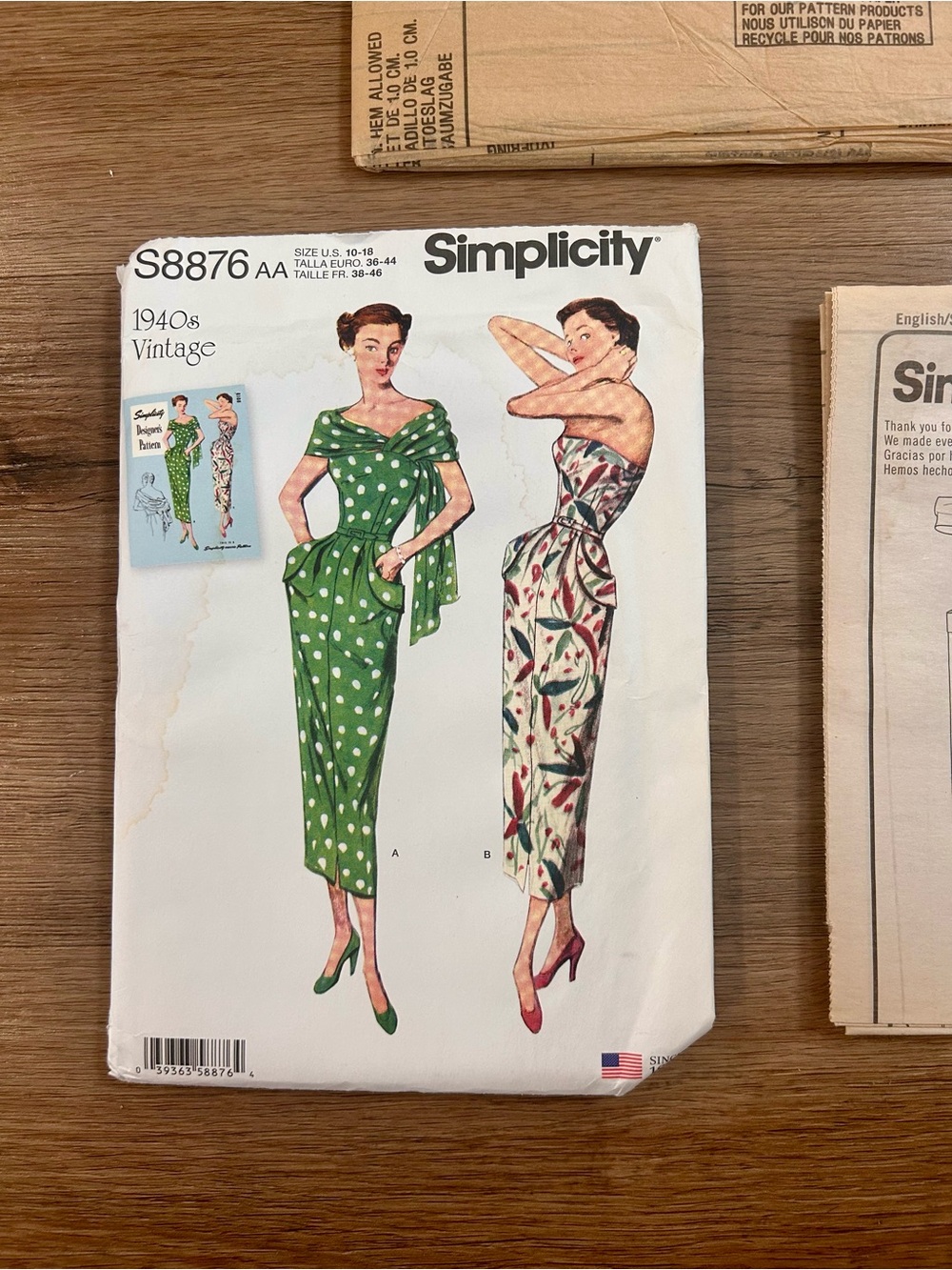 Simplicity S8876 1940s Vintage Wiggle Dress & Stole Pattern UNCUT Size 10-18